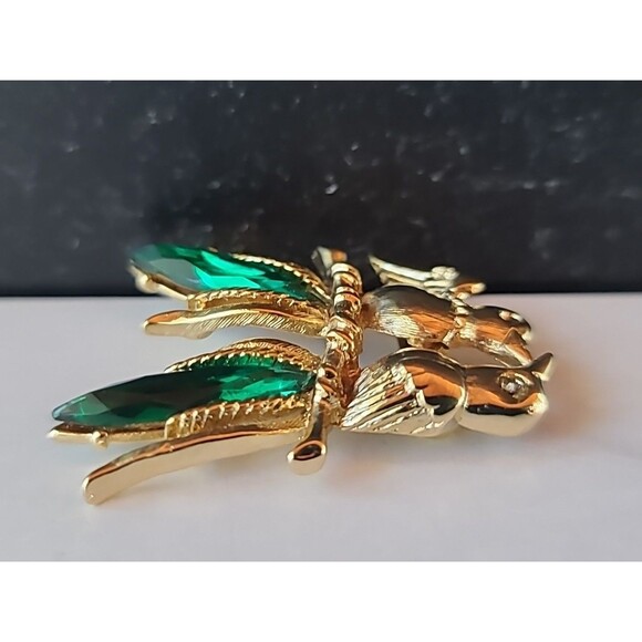 Two Birds Rhinestone Gold Tone Metal Brooch Vintage Costume Jewelry - Picture 7 of 10